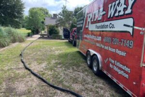 Trust Foundation Repair service trailer on-site in Tyler TX