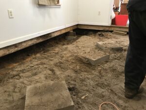 Pier and beam foundation repair in progress showing exposed supports in Tyler TX
