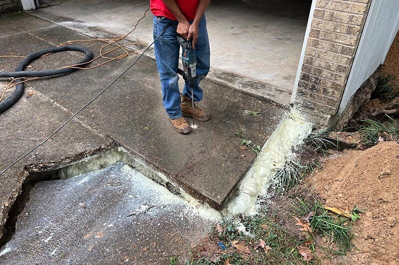 Polyurethane foam injection for foundation repair in Tyler, TX