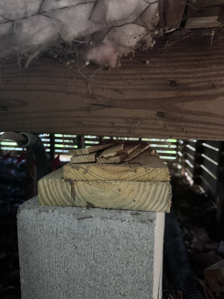 Uneven floors from failing pier and beam foundation in East Texas